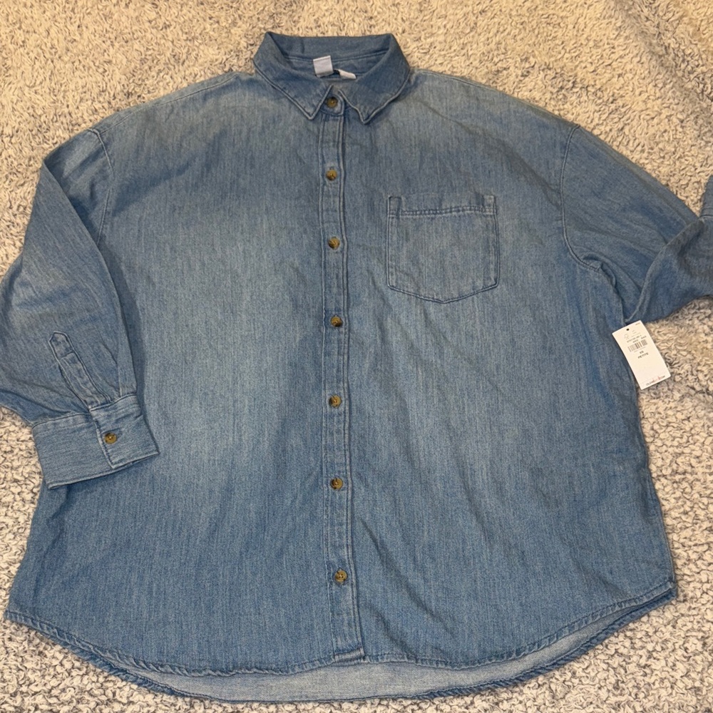 Old Navy Light Blue Denim Button-Down Shirt